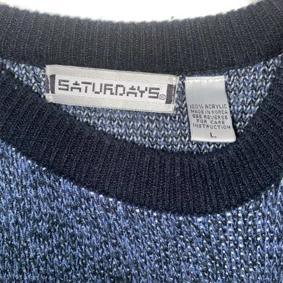 Saturdays blue white and black printed crewneck size L - Picture 2 of 3